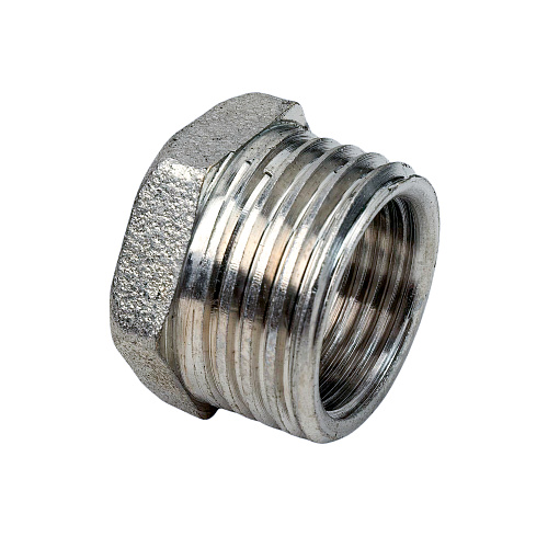 Футорка, латунь, наружная/внутренняя резьба 1/2"х3/8", никель, РТП