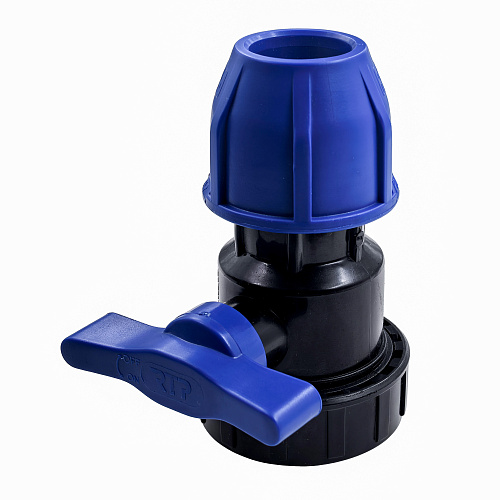 Кран шаровой компрессионный, полипропилен внутренняя резьба 25х 3/4", для полиэтиленовых труб, РТП