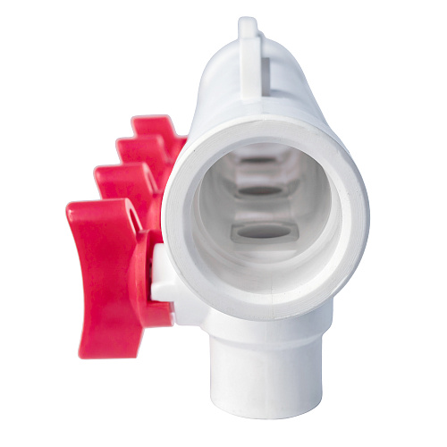 Коллектор с шаровым краном красный PPR 32х20/4,  белый, RTP