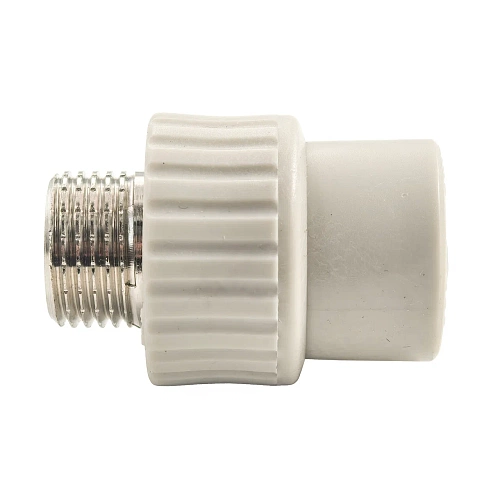 Муфта комбинированная PPR наружная резьба 20х1/2,  серый, РТП