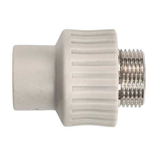 Муфта комбинированная PPR наружная резьба 20х3/4,  серый, РТП