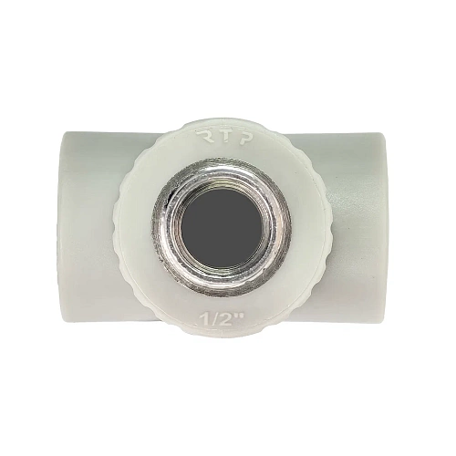 Тройник комбинированный PPR наружная резьба 25х 1/2, серый, РТП