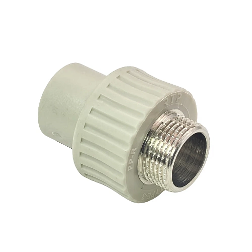 Муфта комбинированная PPR наружная резьба 20х3/4,  серый, РТП