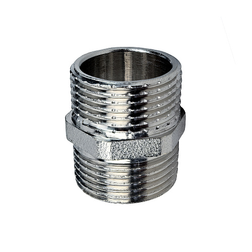 Ниппель, латунь, наружная резьба  3/4", никель, РТП