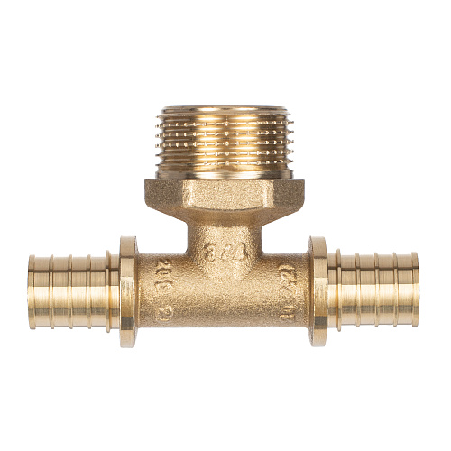 Тройник аксиальный, латунь, наружная резьба,20х3/4", желтый, RTP