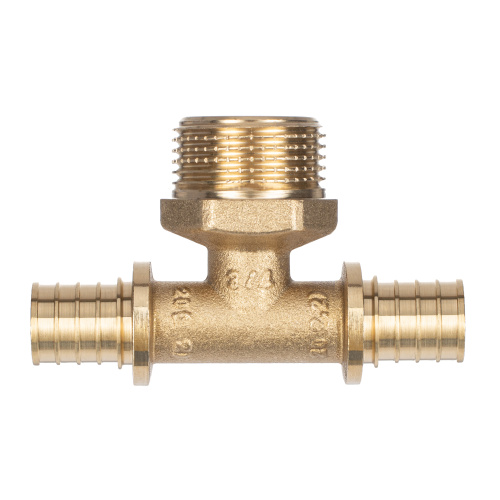 Тройник аксиальный, латунь, наружная резьба,20х3/4", желтый, RTP