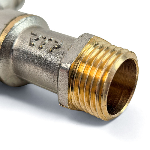 Кран шаровой водоразборный ручка рычаг, латунь, наружная/наружная резьба 1/2"х1/2"-16, индивидуальная упаковка, никель, RTP