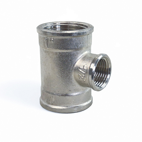 Тройник переходной, латунь, внутренняя/внутренняя/внутренняя резьба 3/4"х1/2"х3/4", никель, РТП