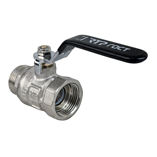 Кран шаровой ГОСТ ручка рычаг, латунь, внутренняя/наружная резьба  3/4",PN40 никель, RTP