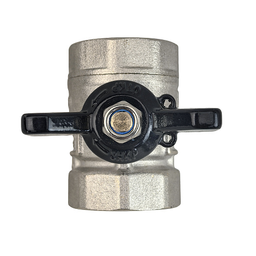 Кран шаровой ГОСТ ручка бабочка, латунь, внутренняя/внутренняя резьба  3/4",PN40 никель, RTP