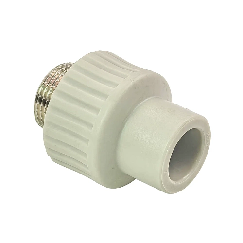 Муфта комбинированная PPR наружная резьба 20х3/4,  серый, РТП