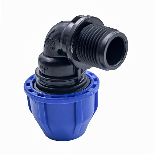 Отвод компрессионный, полипропилен наружная резьба 20х 1/2", для полиэтиленовых труб, РТП