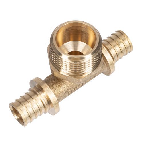 Тройник аксиальный, латунь, наружная резьба,20х3/4", желтый, RTP