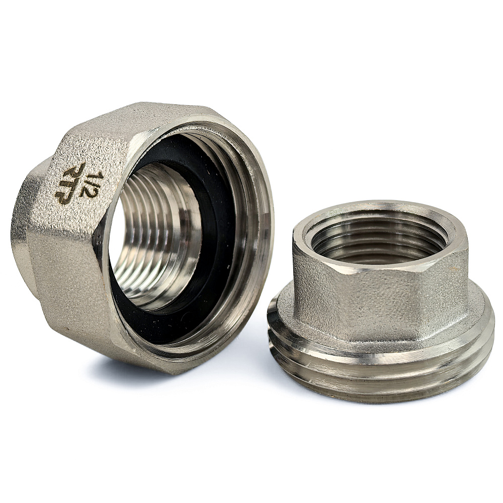 Американка прямая, латунь, внутренняя/внутренняя резьба  1/2", никель, RTP