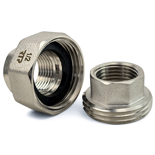 Американка прямая, латунь, внутренняя/внутренняя резьба  1/2", никель, RTP