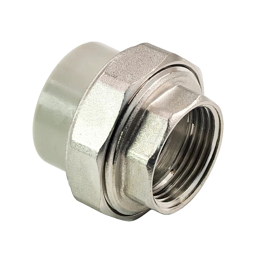 Муфта комбинированная разъемная (Американка) PPR внутренняя резьба 32х1" PN20 серый РТП