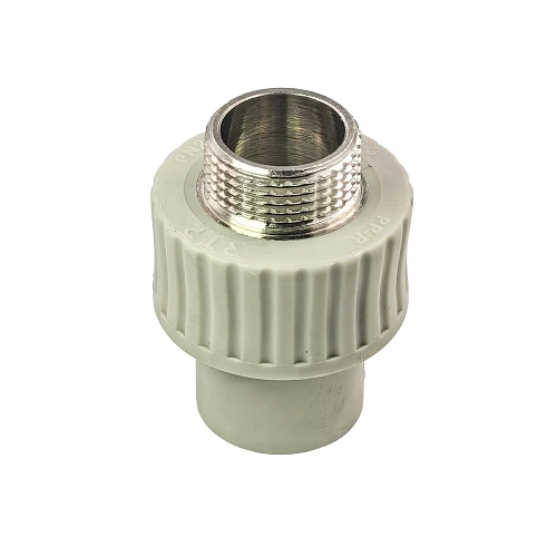 Муфта комбинированная PPR наружная резьба 20х3/4,  серый, РТП