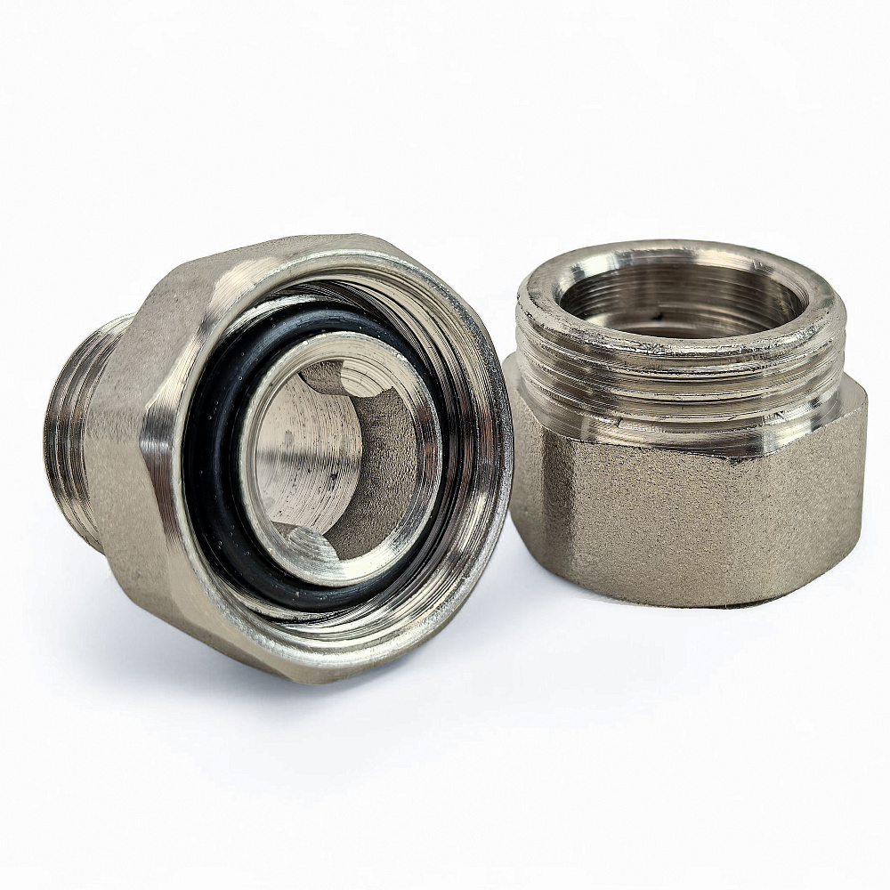 Американка прямая, латунь 1_1/4", никель, РТП