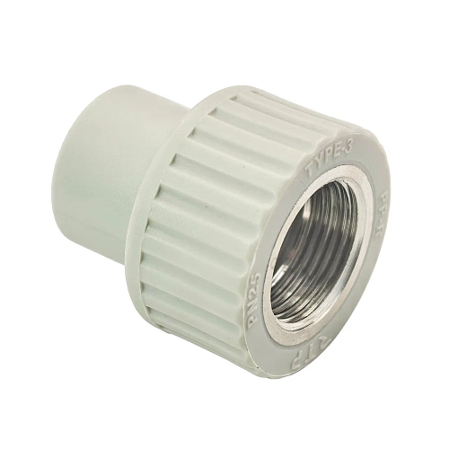 Муфта комбинированная PPR внутренняя резьба 20х3/4,  серый, РТП