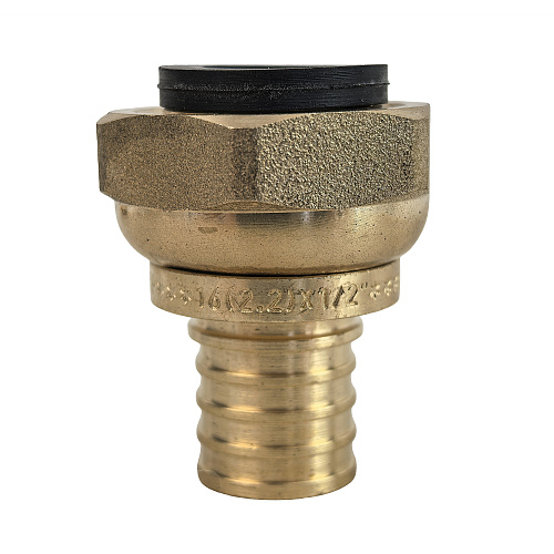 Муфта с накидной гайкой аксиальная, латунь,16х1/2", желтый, RTP