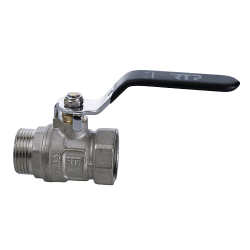 Кран шаровой ГОСТ ручка рычаг, латунь, внутренняя/наружная резьба  1/2",PN40 никель, RTP