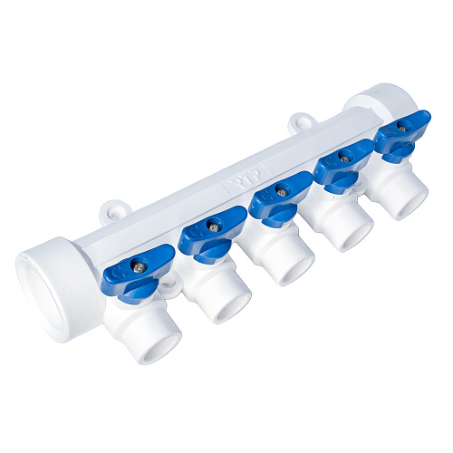 Коллектор с шаровым краном универсальный PPR 40х20/5, бел, RTP