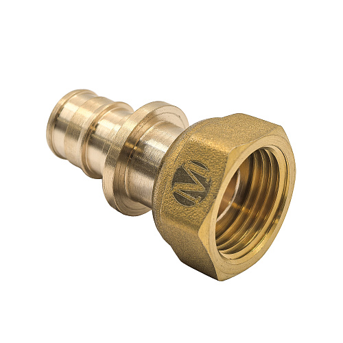 Муфта с накидной гайкой радиальная, латунь,16х1/2", желтый, RTP