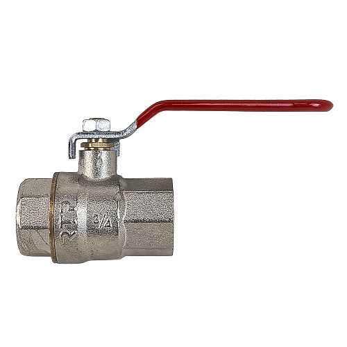 Кран шаровой ручка рычаг, латунь, внутренняя/внутренняя резьба  3/4",PN40 еврослот, никель, РТП