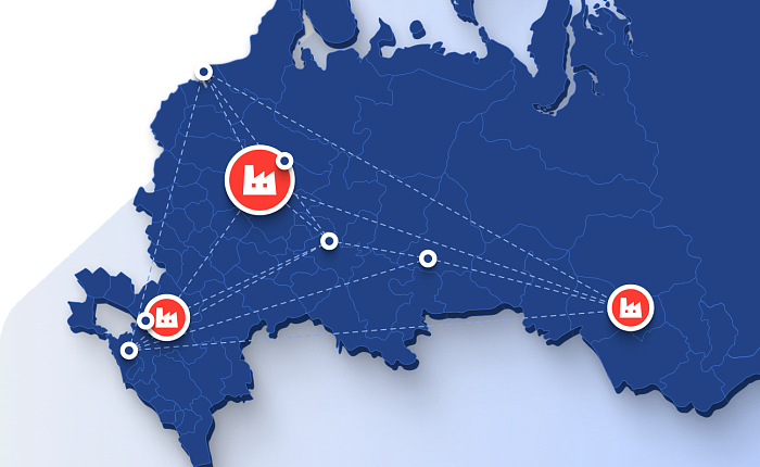 Мощная производственная база на территории России