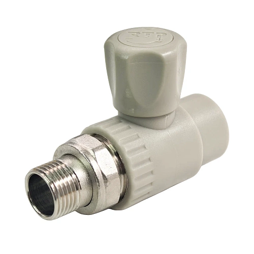 Кран шаровой для радиатора прямой PPR 20х1/2, серый, РТП
