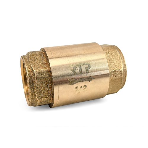 Обратный клапан с латунным стержнем, латунь, внутренняя/внутренняя резьба  1/2",PN40 индивидуальная упаковка, желтый, RTP