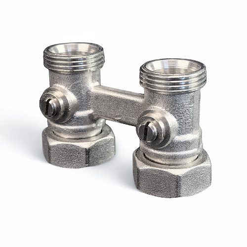 Узел Н-образный для нижнего подключения радиатора прямой, латунь  3/4", индивидуальная упаковка, никелированный, RTP