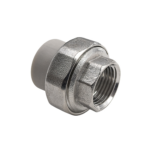 Муфта комбинированная разъемная (Американка) PPR внутренняя резьба 20х 1/2,  серый, RTP