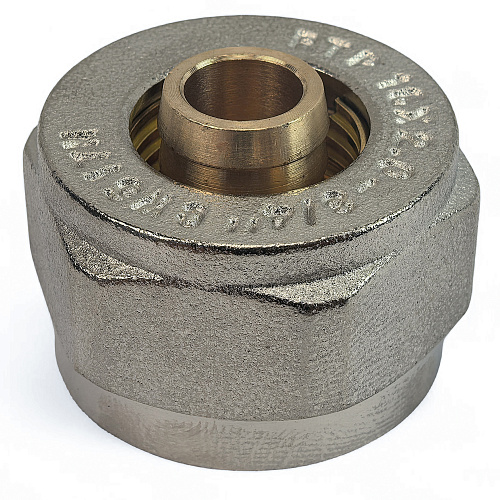 Соединитель евроконус аксиальный, латунь,16х2,0х3/4", желтый, RTP