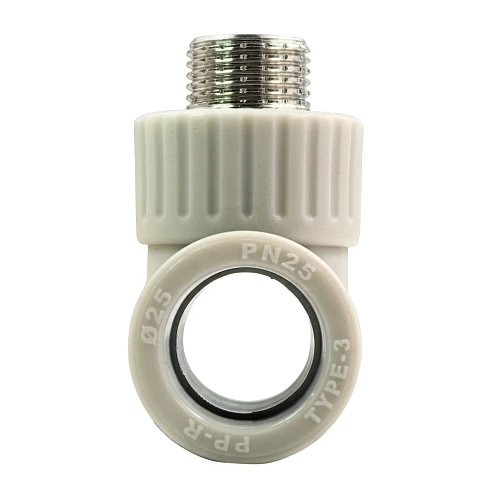 Тройник комбинированный PPR наружная резьба 25х 1/2, серый, РТП