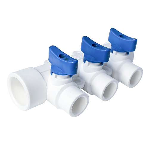 Коллектор с шаровым краном универсальный PPR 32х20/3, RTP