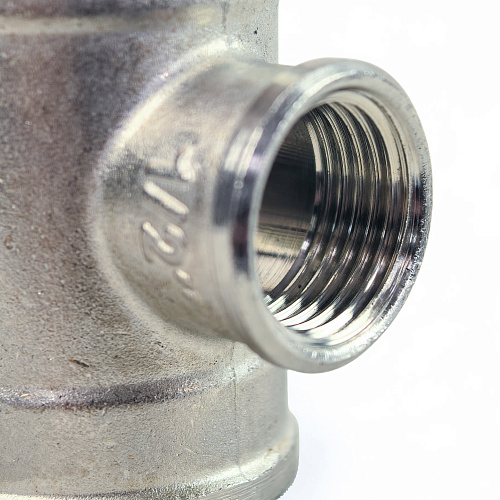 Тройник переходной, латунь, внутренняя/внутренняя/внутренняя резьба 3/4"х1/2"х3/4", никель, РТП