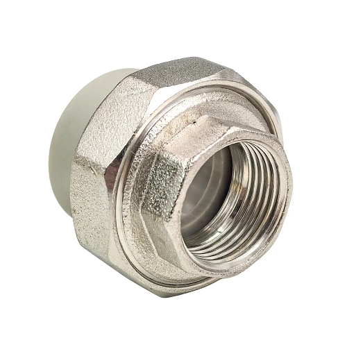 Муфта комбинированная разъемная (Американка) PPR внутренняя резьба 25х 3/4, серый, RTP