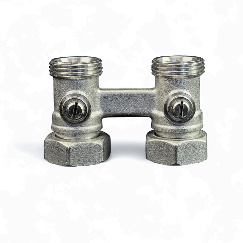 Узел Н-образный для нижнего подключения радиатора прямой, латунь  3/4", индивидуальная упаковка, никелированный, RTP