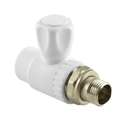 Кран шаровой для радиатора прямой PPR 25х3/4, белый, РТП