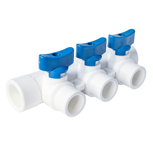 Коллектор с шаровым краном универсальный PPR 25х20/3, RTP