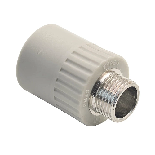 Муфта комбинированная PPR наружная резьба 25х1/2, серый, РТП
