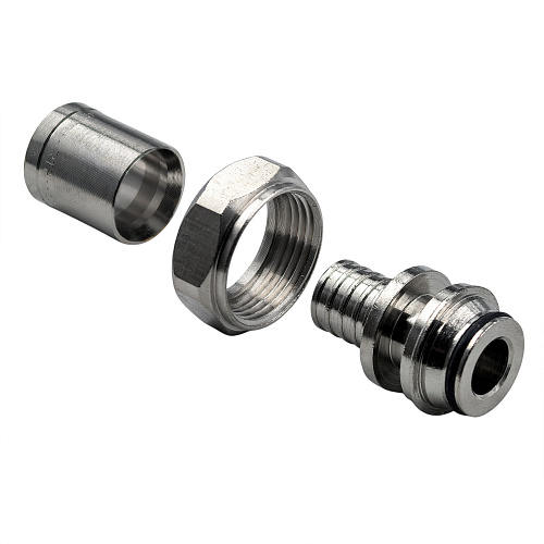 Муфта с накидной гайкой (евроконус) аксиальная, латунь,16х2,2х3/4", никель, RTP