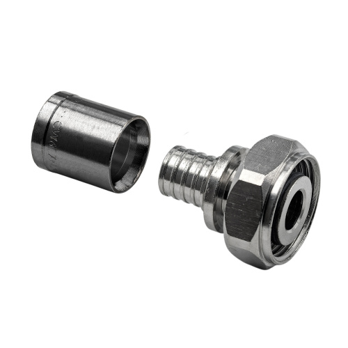 Муфта с накидной гайкой (евроконус) аксиальная, латунь,16х2,2х3/4", никель, RTP