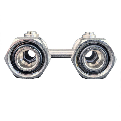 Узел Н-образный для нижнего подключения радиатора прямой, латунь  3/4", индивидуальная упаковка, никелированный, RTP