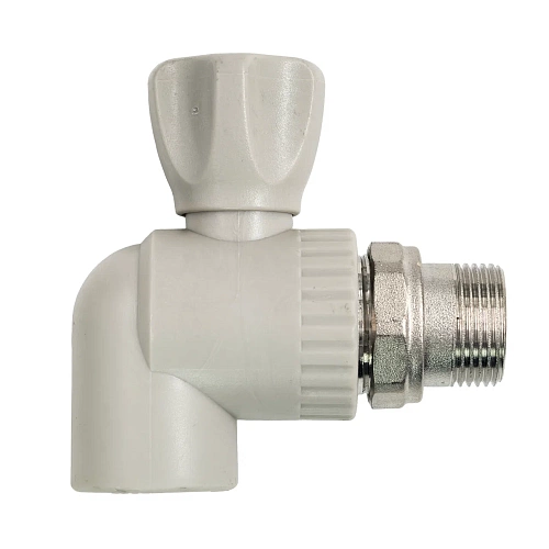 Кран шаровой для радиатора угловой PPR 25х3/4, серый, РТП