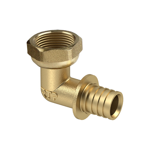 Угольник с накидной гайкой аксиальный, латунь,25х3/4", желтый, RTP