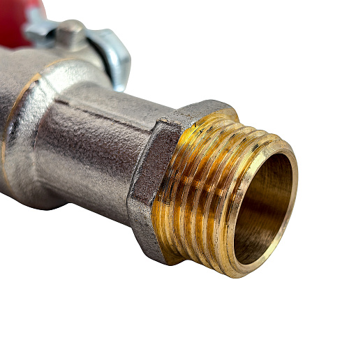 Кран шаровой водоразборный ручка рычаг, латунь, наружная/наружная резьба 1/2"х1/2"-16, индивидуальная упаковка, никель, RTP