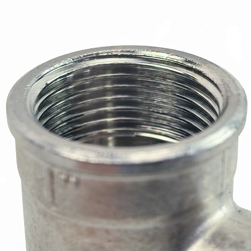 Тройник переходной, латунь, внутренняя/внутренняя/внутренняя резьба 3/4"х1/2"х3/4", никель, РТП