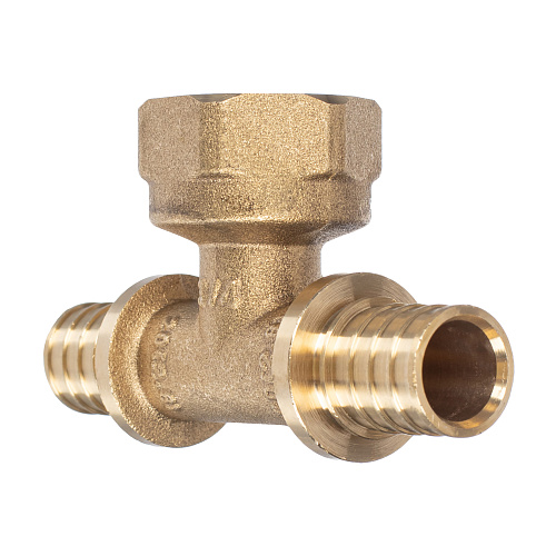 Тройник аксиальный, латунь, внутренняя резьба,20х3/4", желтый, RTP